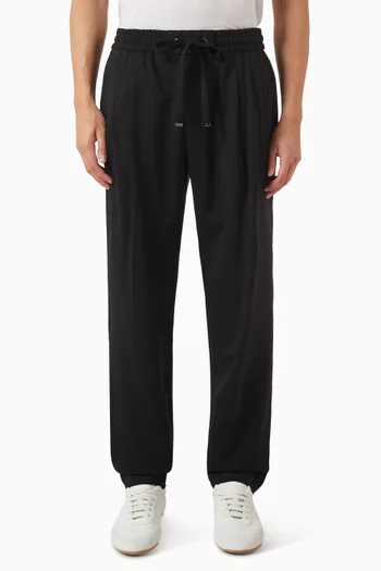 Drawstring-waist Pants in Virgin Wool Blend