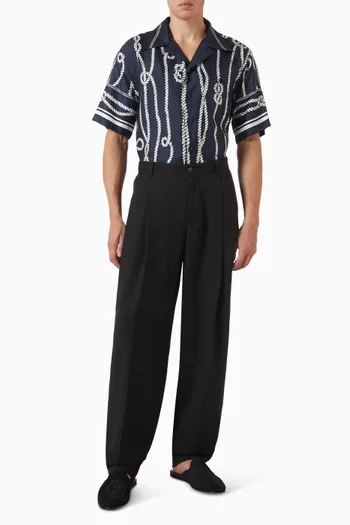 Marina-print Shirt in Silk Twill