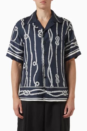 Marina-print Shirt in Silk Twill