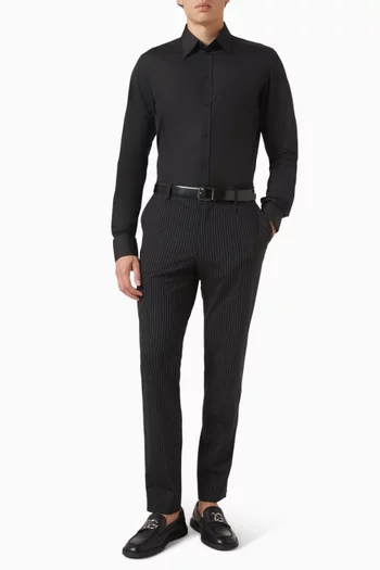 بنطال بتصميم مخطط مزيج صوف بكر