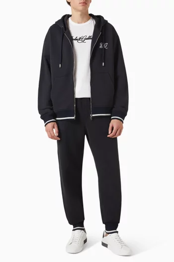 Logo-embroidered Zip Hoodie in Cotton