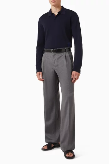 Embroidered Polo Shirt in Virgin Wool