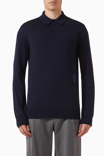 Embroidered Polo Shirt in Virgin Wool