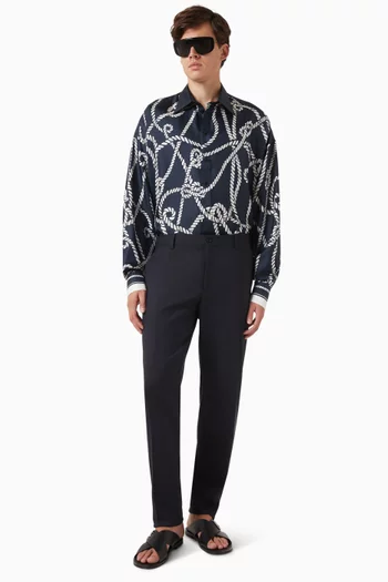 Marina-print Shirt in Silk Twill