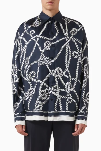 Marina-print Shirt in Silk Twill