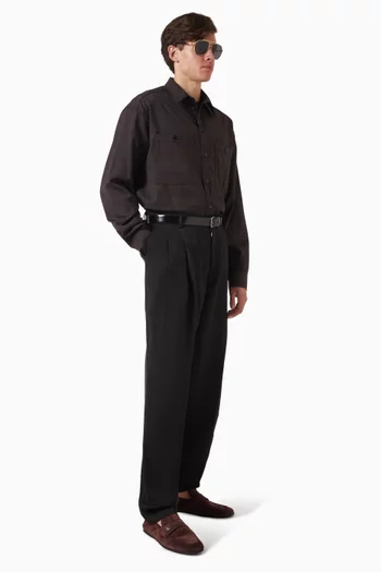 Check-print Shirt in Wool Blend