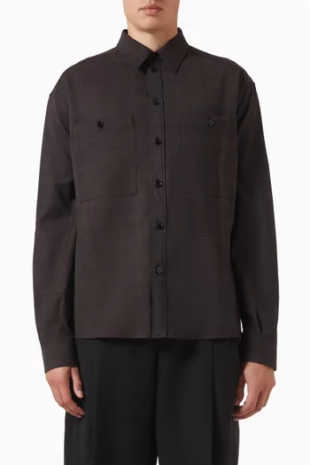 Check-print Shirt in Wool Blend