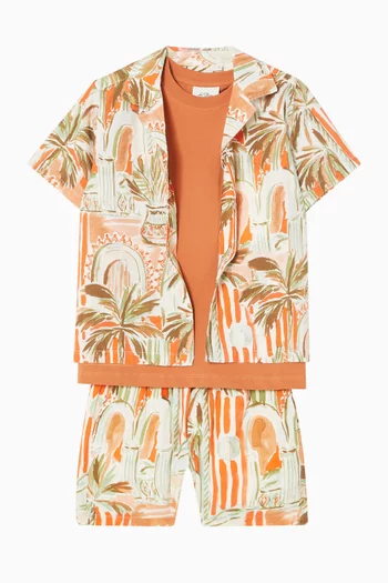 Palm-print Shorts in Organic Cotton