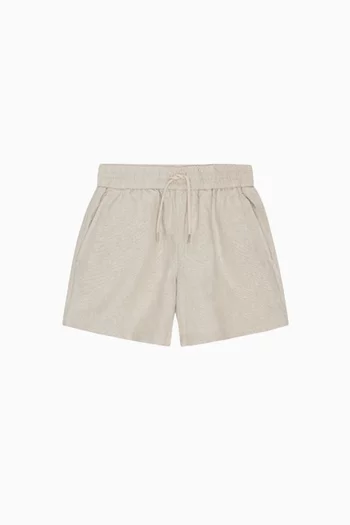 Drawstring Shorts in Linen-cotton