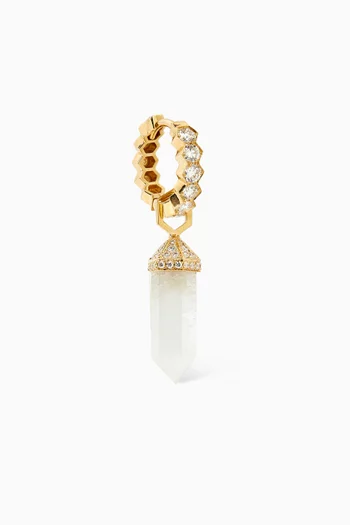 قرط شاكرا منفرد صغير مرصع بحجر عقيق يماني أسود ذهب أصفر عيار 18