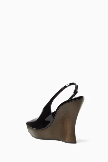 Clogs 120 Wedge Slingback Pumps in Patent Calfskin