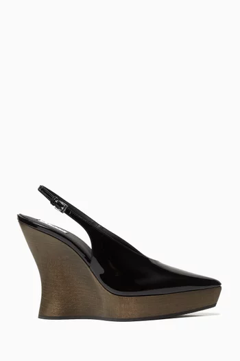 Clogs 120 Wedge Slingback Pumps in Patent Calfskin