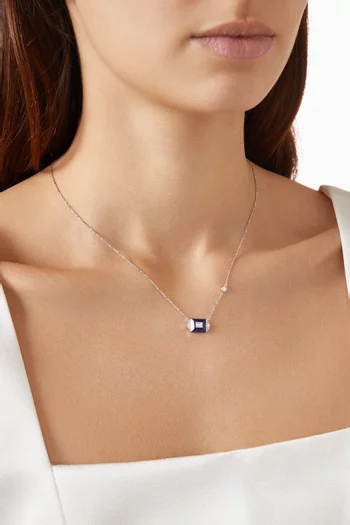 Layl Diamond & Lapis Necklace in 18kt White Gold