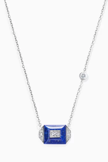 Layl Diamond & Lapis Necklace in 18kt White Gold