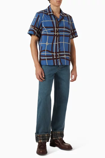 Hugh Knot-check Shirt in Cotton Poplin