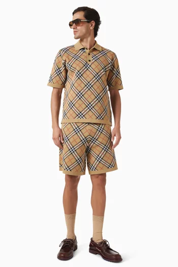 Checked Drawstring Shorts in Knit