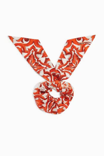 ربطة شعر بنقشة مايولكا قطن بوبلين