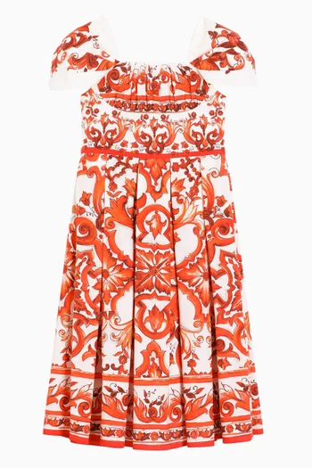 Majolica-print Dress in Cotton Poplin