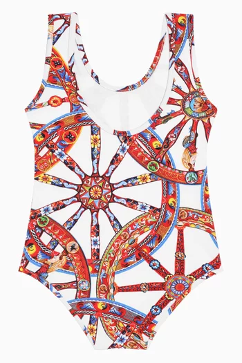 Carretto-Print One Piece Swimsuit
