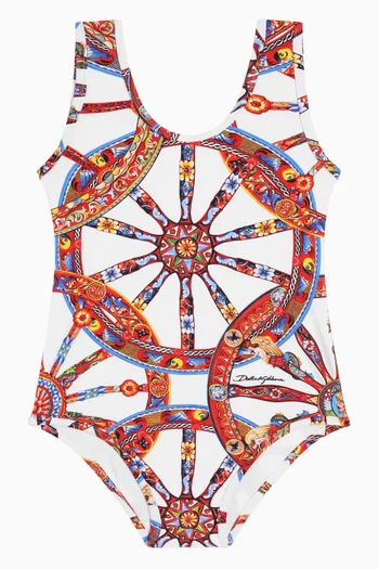 Carretto-Print One Piece Swimsuit