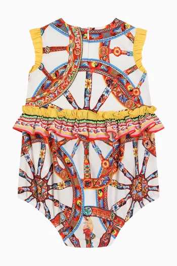 Carretto-print Romper in Cotton