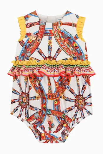Carretto-print Romper in Cotton