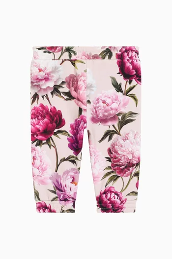 Peony-print Pants in Cotton