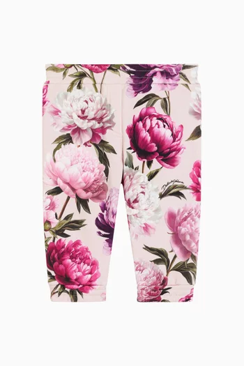 Peony-print Pants in Cotton