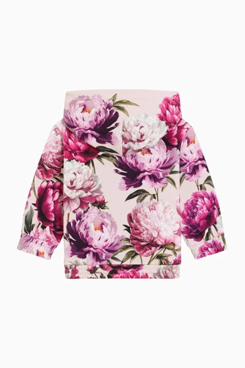 Peony-print Hoodie in Cotton