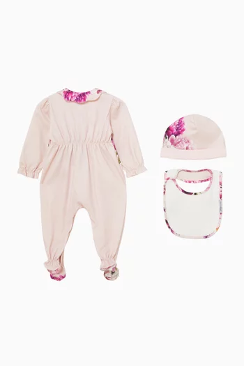 Peony-print 3-piece Gift Set in Cotton