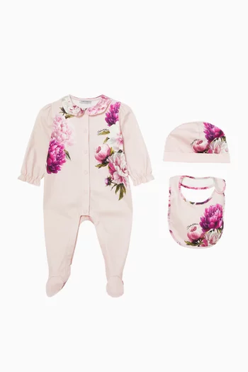 Peony-print 3-piece Gift Set in Cotton
