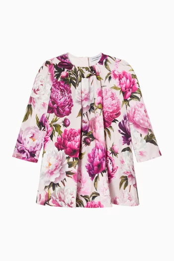 Peony-print Dress & Bloomers Set in Cotton
