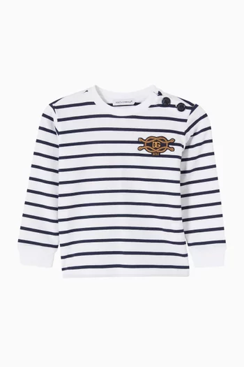 Logo-patch Striped T-shirt in Cotton