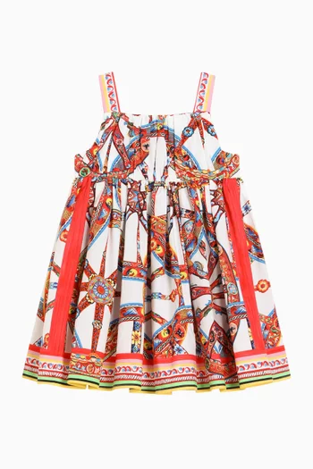Carretto-Print Dress in Cotton Poplin