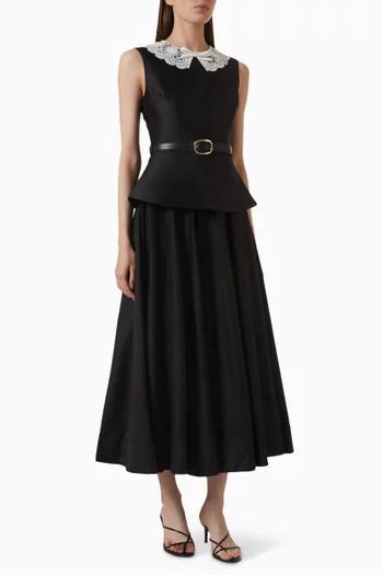 Peplum Midi Dress in Taffeta