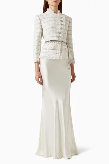 Chain-belt Top & Skirt Set in Boucle