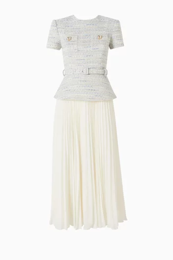 Bouclé Chiffon Midi Dress