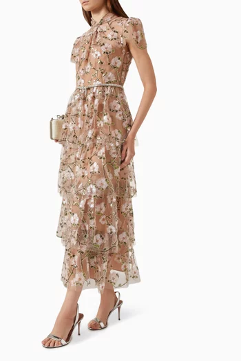Sequin-embellished Tiered Dress