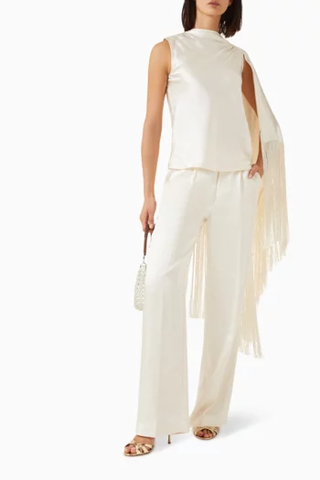Fringe-scarf Top in Satin