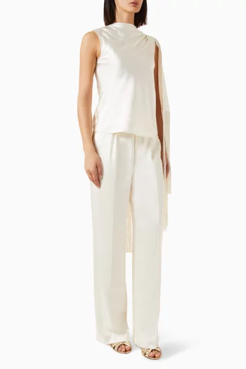 Fringe-scarf Top in Satin