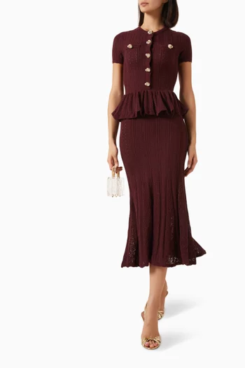 Peplum Pointelle-knit Dress in Cotton