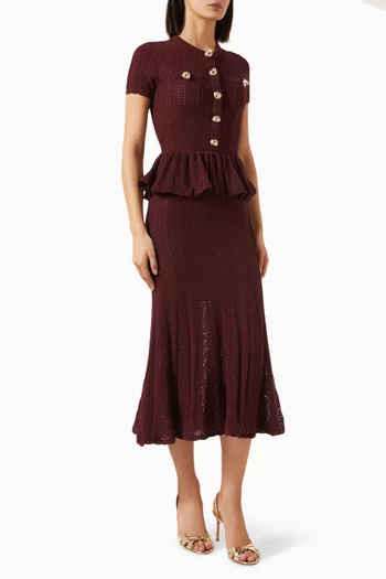 Peplum Pointelle-knit Dress in Cotton