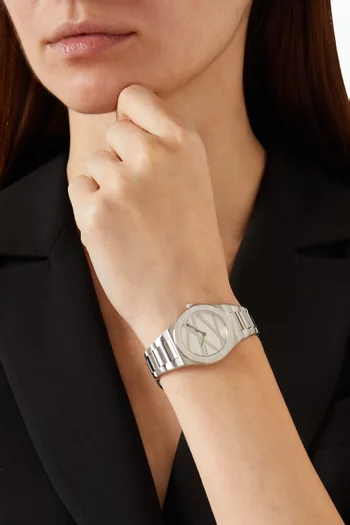 Silver Inlay Ultra Thin Quartz Watch, 30mm