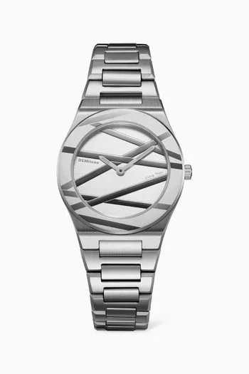 Silver Inlay Ultra Thin Quartz Watch, 30mm