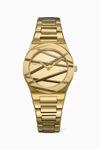 Golden Inlay Ultra Thin Quartz Watch, 30mm