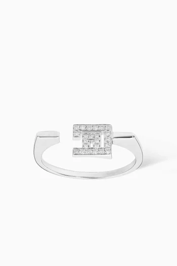 Thin 'H' Flat Top Ring in 18kt White Gold