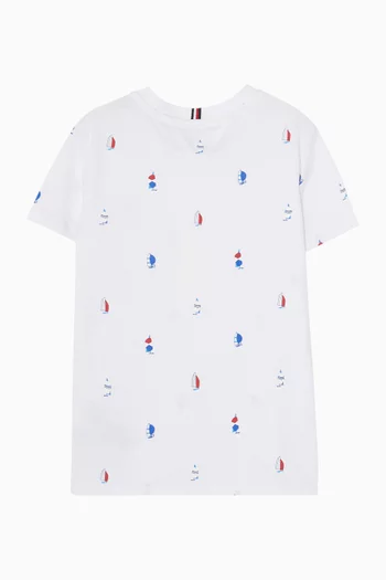Sailboat Print T-shirt in Cotton