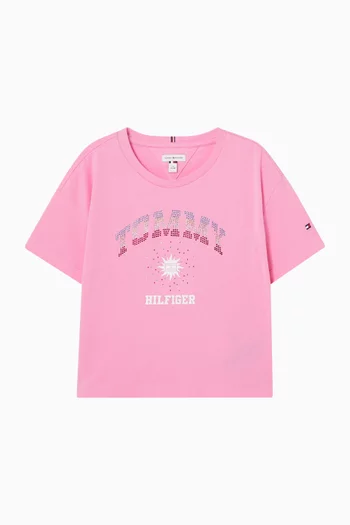 Embellished Logo T-shirt in Cotton