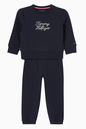 Rope Logo Sweatshirt & Sweatpants Set in Cotton