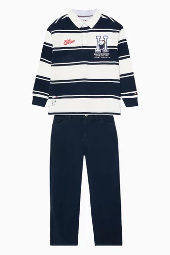 Herringbone Barrel-leg Pants in Twill